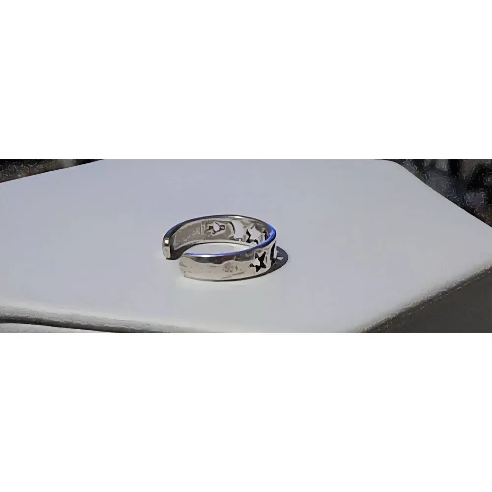 NEW~Super Cute 925 Sterling Silver Moon & Star Cut Out Toe Ring